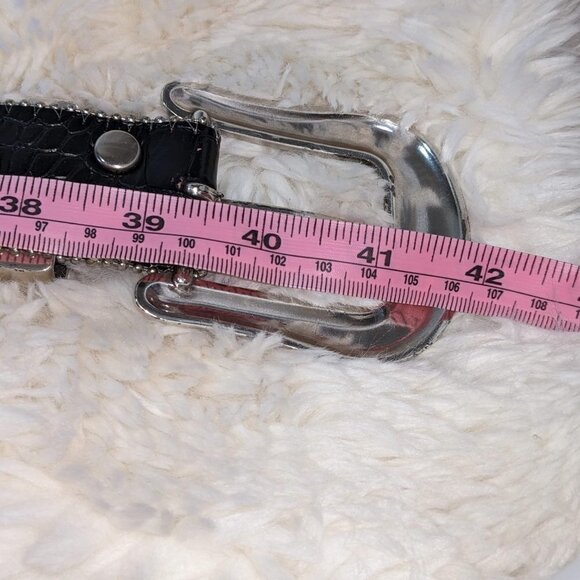 Black Leather Western Belt with Rhinestone Studded Accents by Nocona
